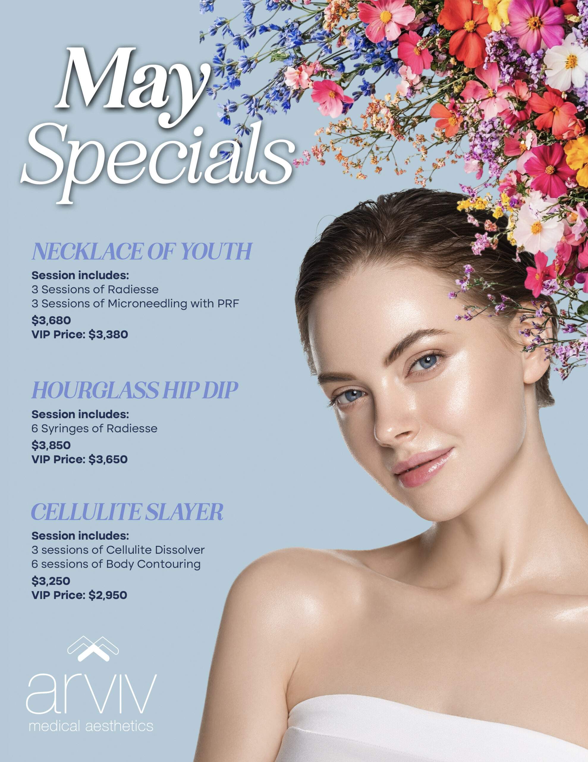 Arviv Aesthetics May Specials flyer